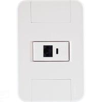 Conjunto 4x2 Com 1 Tomada Rj45 Cat. 6 Tramontina Tablet Branco Tramontina - 1