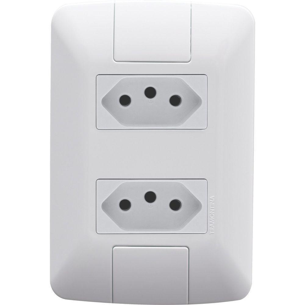 Conjunto 4x2 Com 2 Tomadas 2p+t Tramontina Aria 20 A 250 V Branco Tramontina - 1