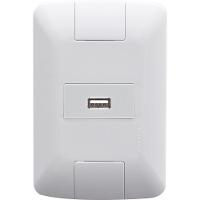 Conjunto 4x2 Com 1 Tomada Usb Brilho 1,5 A Bivolt Tramontina Aria Branco Tramontina - 1