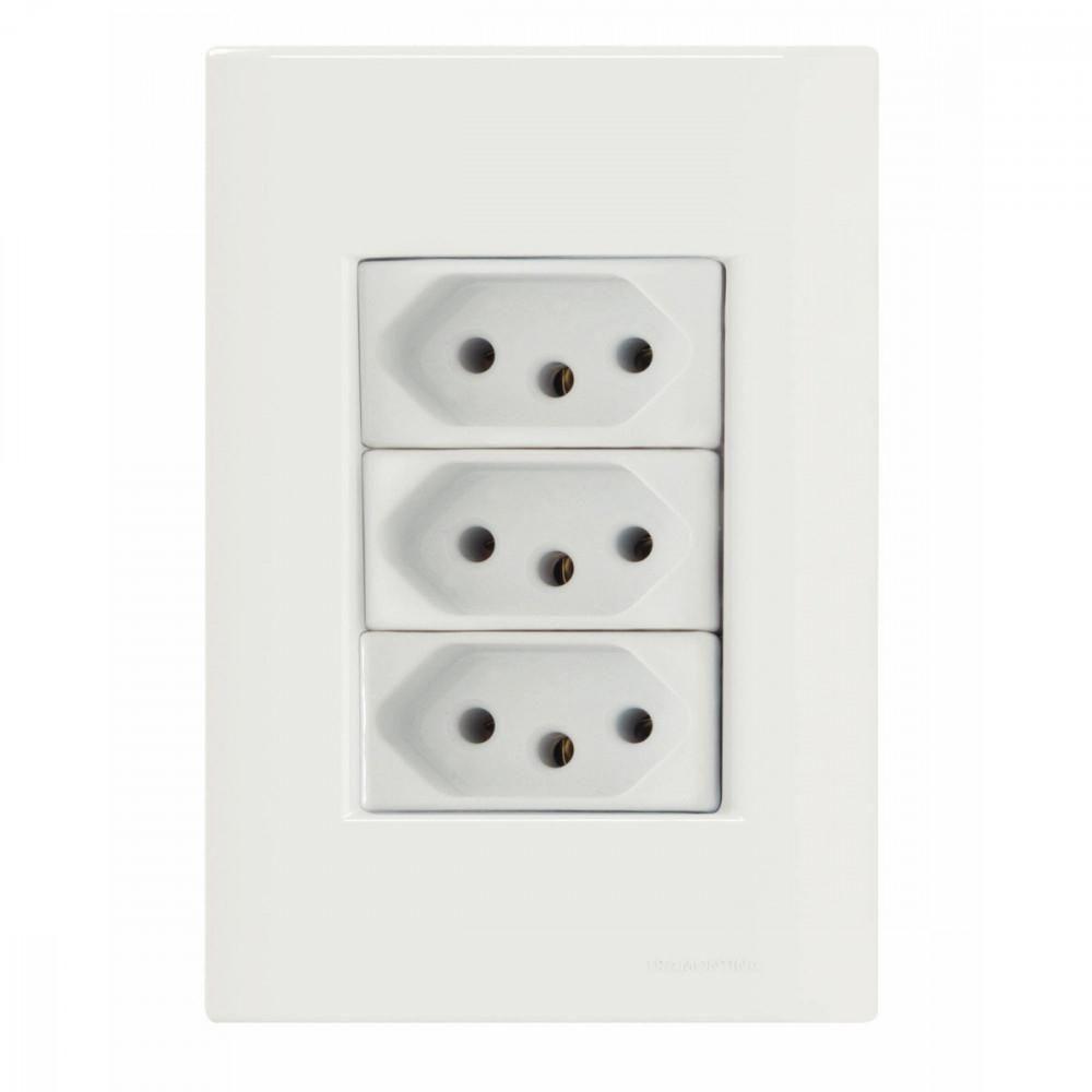 Conj 4x2 3 Tomadas 2p+t 10 A 250 V Tramontina Giz Branco - 2