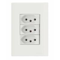 Conj 4x2 3 Tomadas 2p+t 10 A 250 V Tramontina Giz Branco - 1