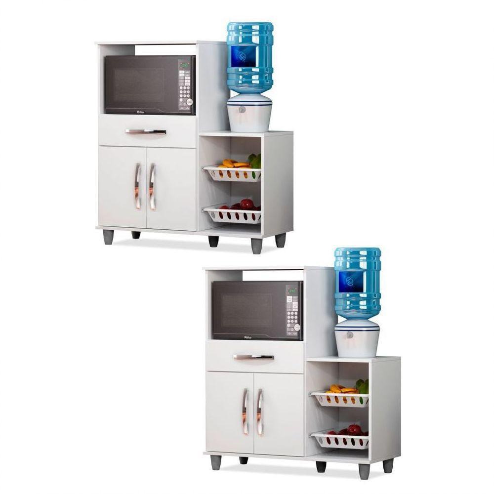 Kit 2 Armários Multiuso com Fruteira Lumil Móveis Branco - 1