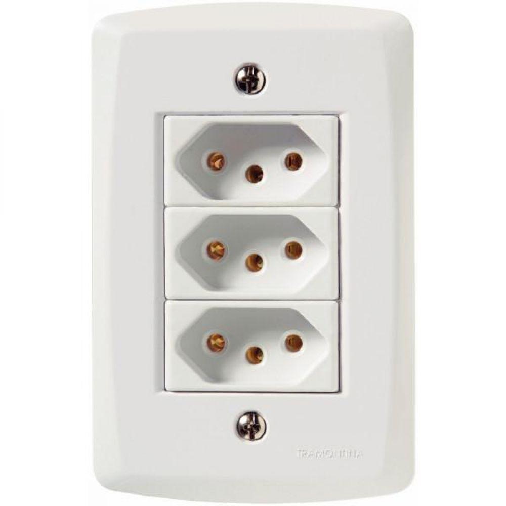 Conj 4x2 3 Tomadas 2p+t 20 A 250 V Tramontina Lux2 Branco - 1