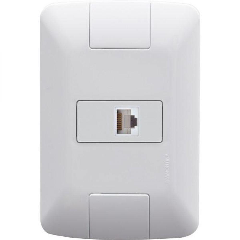 Conj 4x2 1 Tomada Telefone Rj11 Tramontina Aria Branco - 1