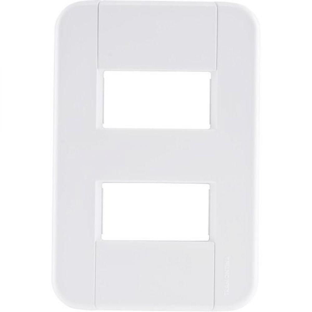 Placa 2 Postos Afastados 4x2 Tramontina Tablet Branca - 1