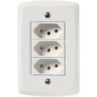 Conj 4x2 3 Tomadas 2p+t 10 A 250 V Tramontina Lux2 Branco - 1