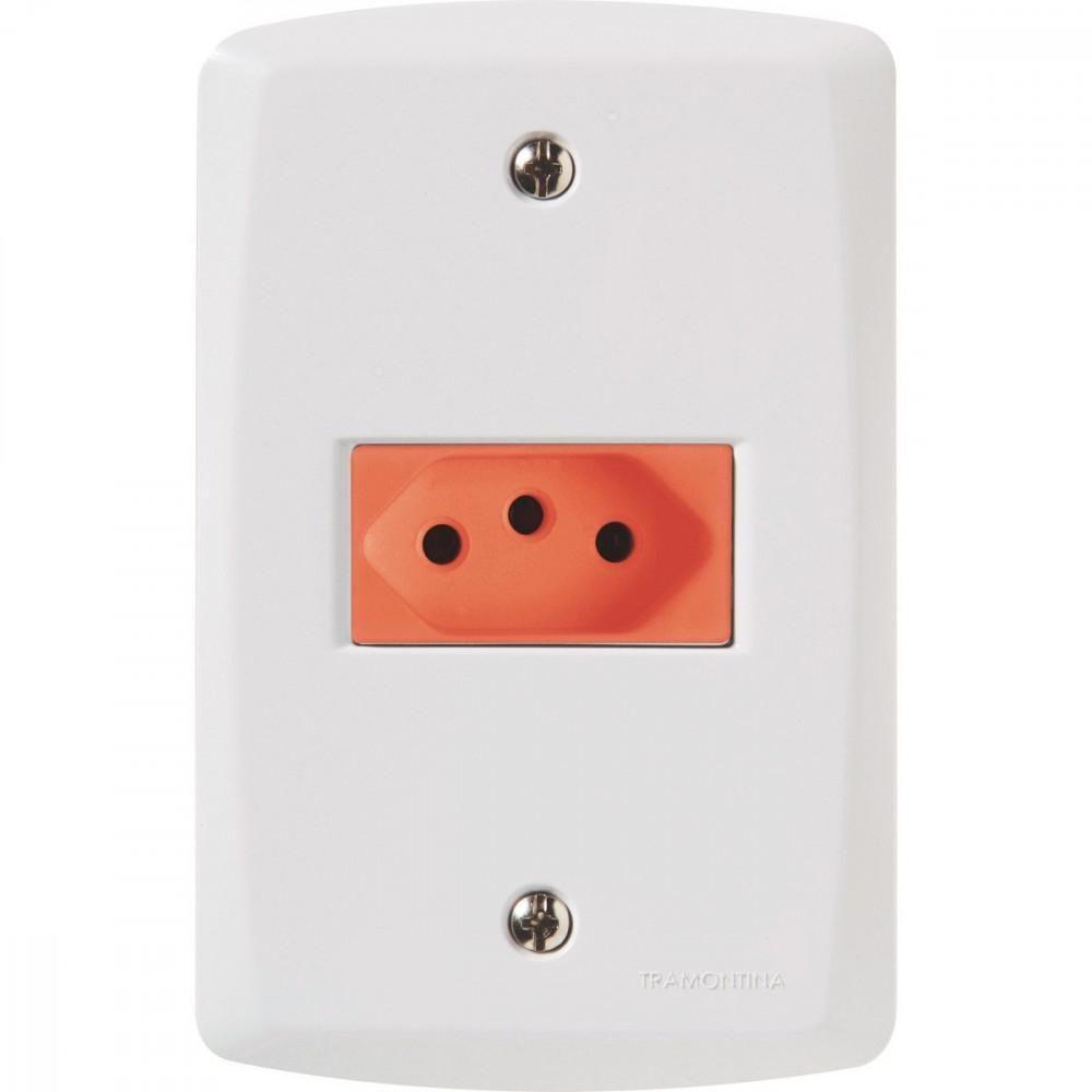 Conj 4x2 1 Tomada 2p+t 20 A 250 V Tramontina Lux2 Vermelho e Branco - 1