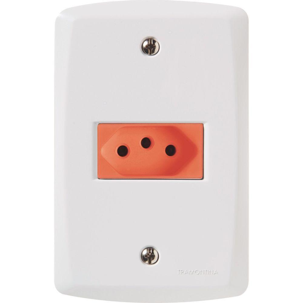 Conj 4x2 1 Tomada 2p+t 20 A 250 V Tramontina Lux2 Vermelho e Branco - 2