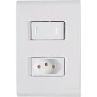 Conjunto 4x2 Com 1 Interruptor Paralelo 10 A 250 V E 1 Tomada 2p+t 20 A 250 V Liz Branco - 1