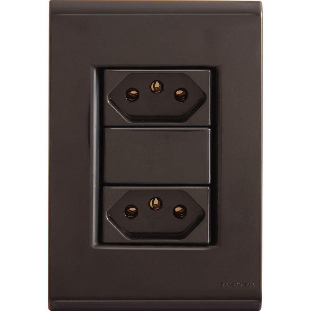 Conjunto 4x2 Com 2 Tomadas 2p+t 10 A 250 V Tramontina Liz Grafite Tramontina - 1