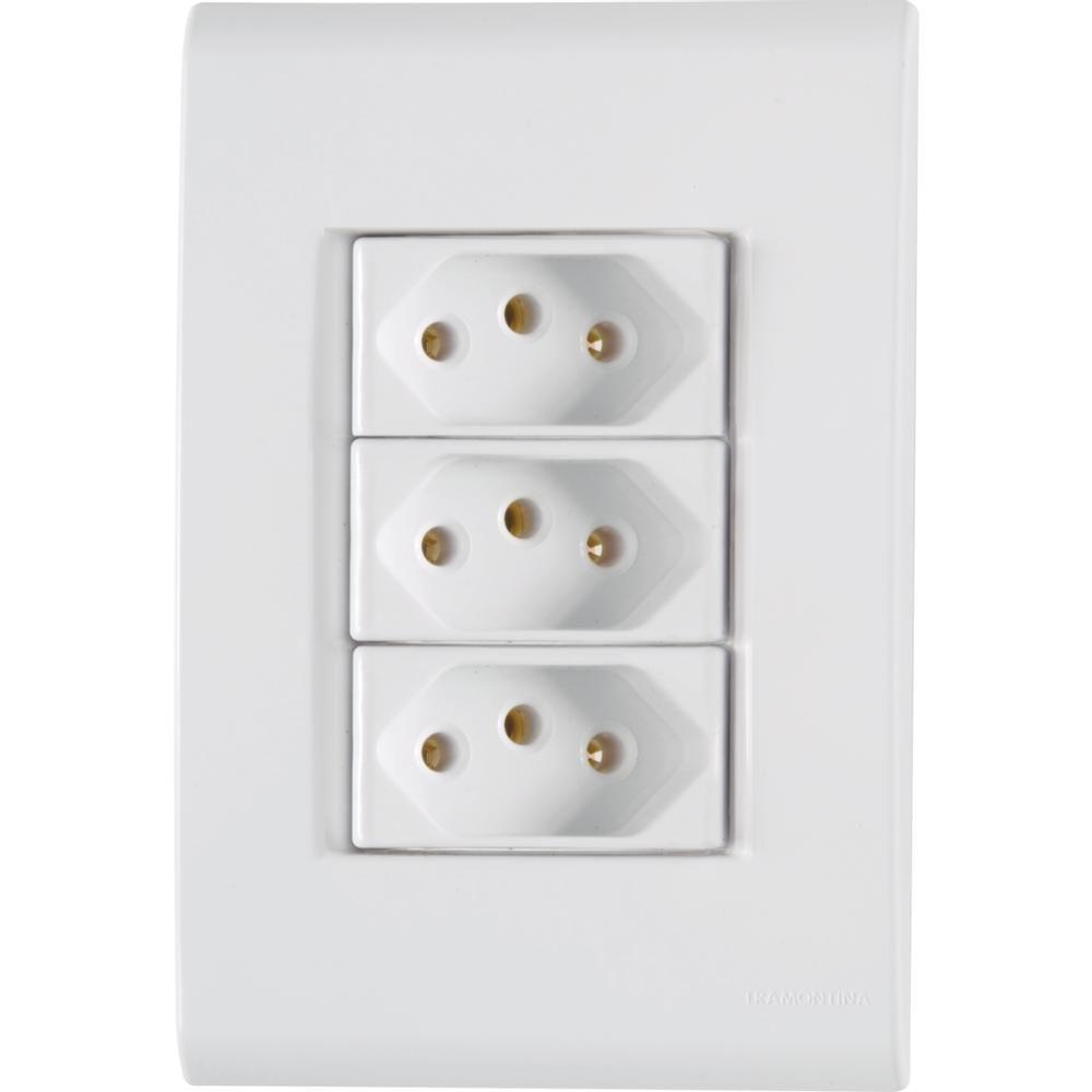 Conj 4x2 3 Tomadas 2p+t 10 A 250 V Tramontina Liz Branco - 2