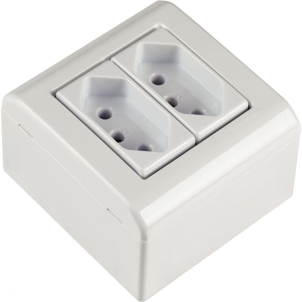 Caixa De Sobrepor Com 2 Tomadas 2p+t 10 A 250 V Tramontina Lizflex Branca Tramontina - 3