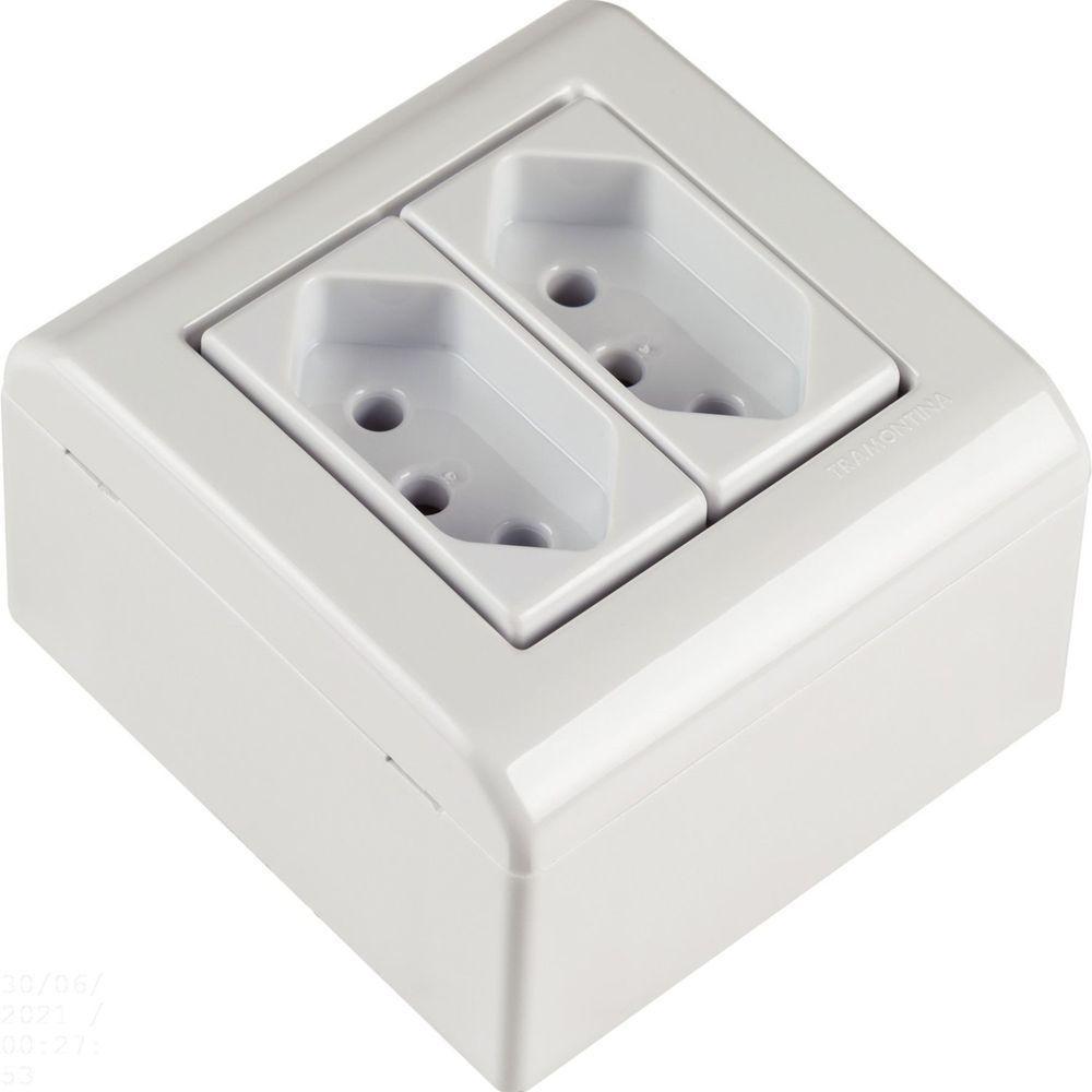 Caixa De Sobrepor Com 2 Tomadas 2p+t 10 A 250 V Tramontina Lizflex Branca Tramontina - 7