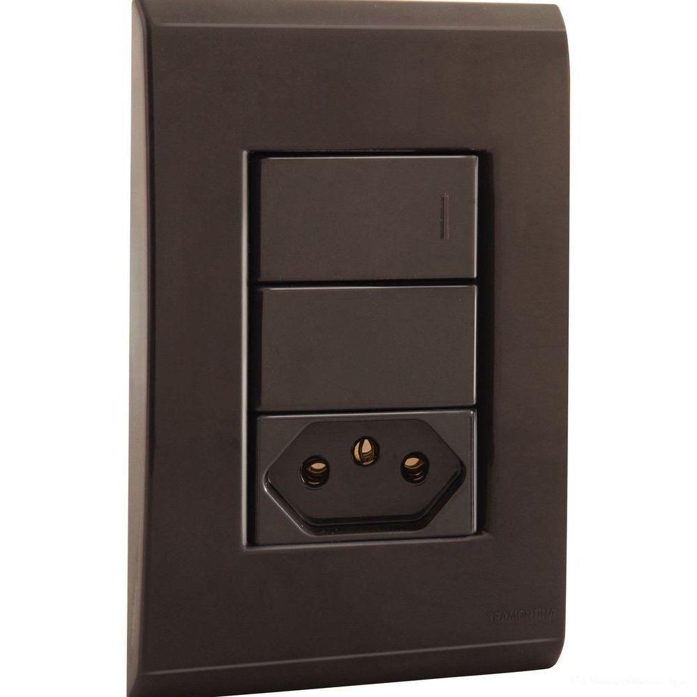 Conjunto 4x2 Com 1 Interruptor Simples 10 A 250 V E 1 Tomada 2p+t 10 A 250 V Liz Grafite - 2