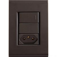 Conjunto 4x2 Com 1 Interruptor Simples 10 A 250 V E 1 Tomada 2p+t 10 A 250 V Liz Grafite - 1