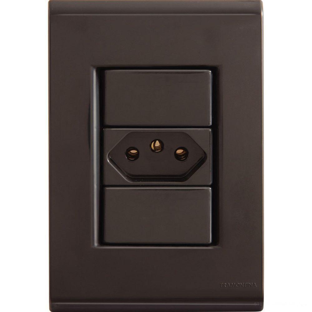 Conjunto 4x2 Com 1 Tomada 2p+t 10 A 250 V Tramontina Liz Grafite Tramontina - 1