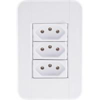 Conjunto 4x2 Com 3 Tomadas 2p+t 20 A 250 V Tramontina Tablet Branco Tramontina - 1