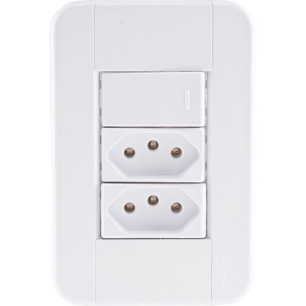 Conjunto 4x2 Com 1 Interruptor Simples 10 A 250 V E 2 Tomadas 2p+t 20 A 250 V Tablet Bran - 1