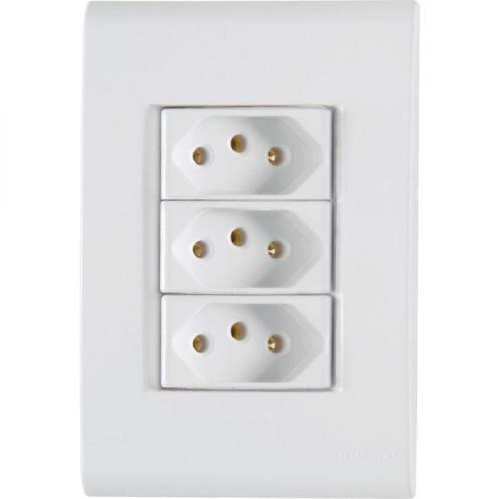 Conj 4x2 3 Tomadas 2p+t 20 A 250 V Tramontina Liz Branco - 4