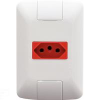 Conjunto 4x2 Com 1 Tomada 2p+t Tramontina Aria 20 A 250 V Branco E Vermelho Tramontina - 1