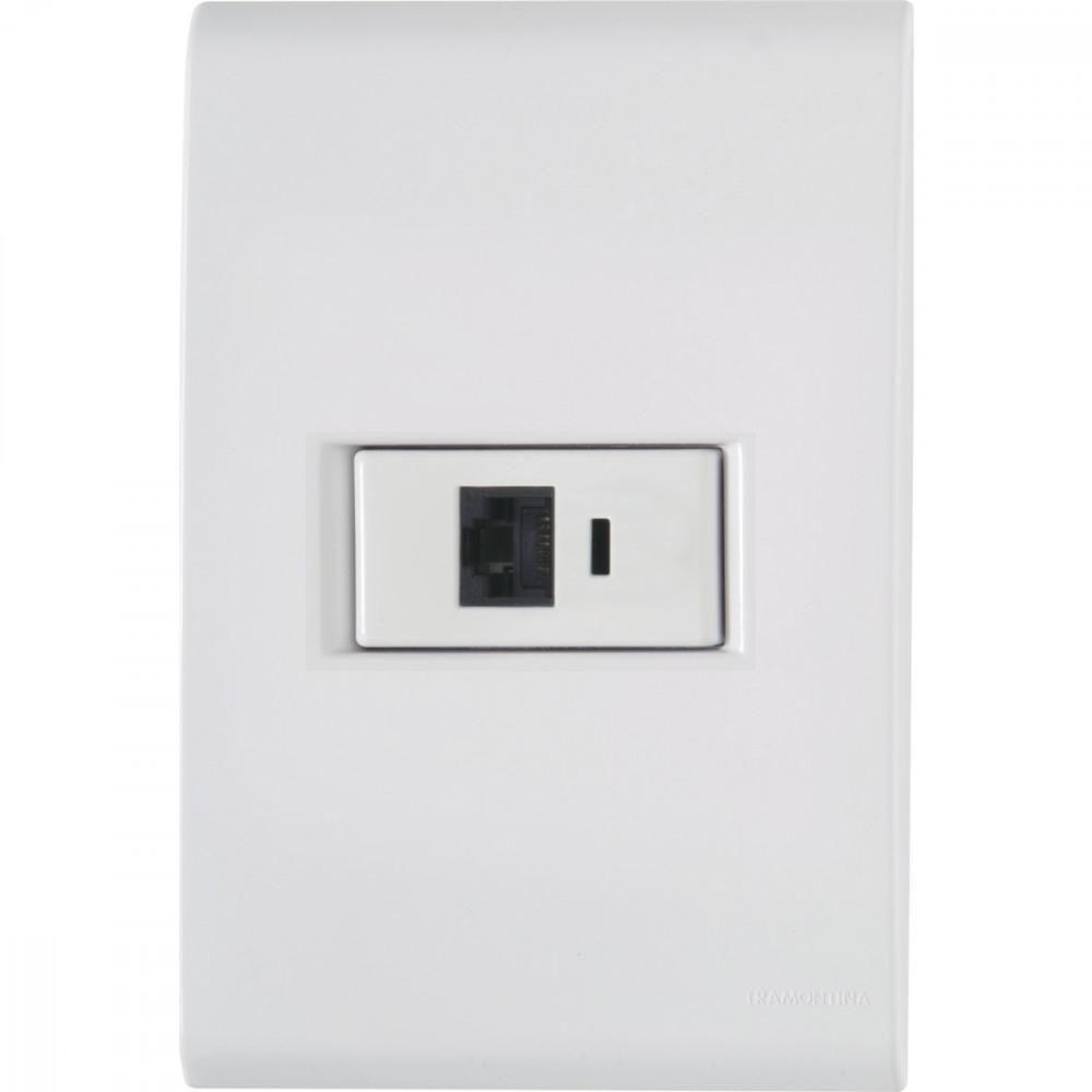 Conj 4x2 1 Tomada Rj45 Cat. 6 Tramontina Liz Branco - 1