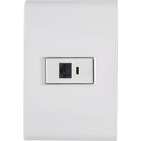 Conj 4x2 1 Tomada Rj45 Cat. 6 Tramontina Liz Branco - 1