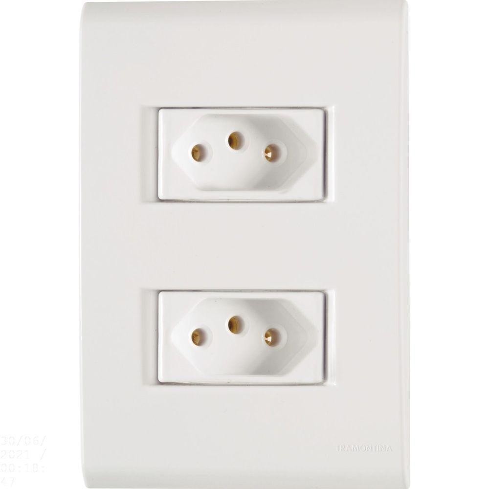 Conjunto 4x2 Com 2 Tomadas 2p+t Tramontina 10 A 250 V Liz Branco Tramontina - 1