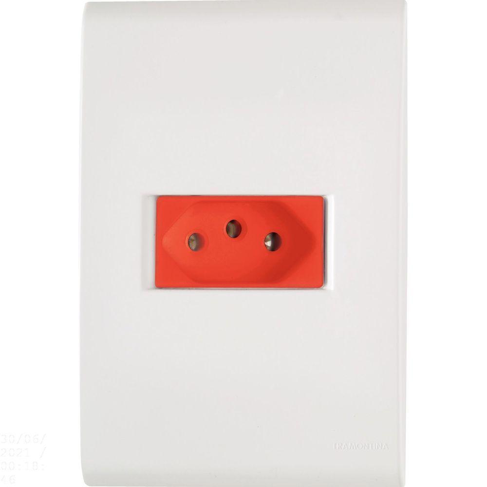 Conjunto 4x2 Com 1 Tomada 2p+t Tramontina Liz 20 A 250 V Branco E Vermelho Tramontina - 1