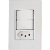Conjunto 4x2 Com 2 Interruptores Simples 10 A 250 V E 1 Tomada 2p+t 20 A 250 V Izyflat Br - 1
