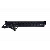 Calha Regua P Rack C 8 Tomadas 10a 19 Preto Max Eletron - 1