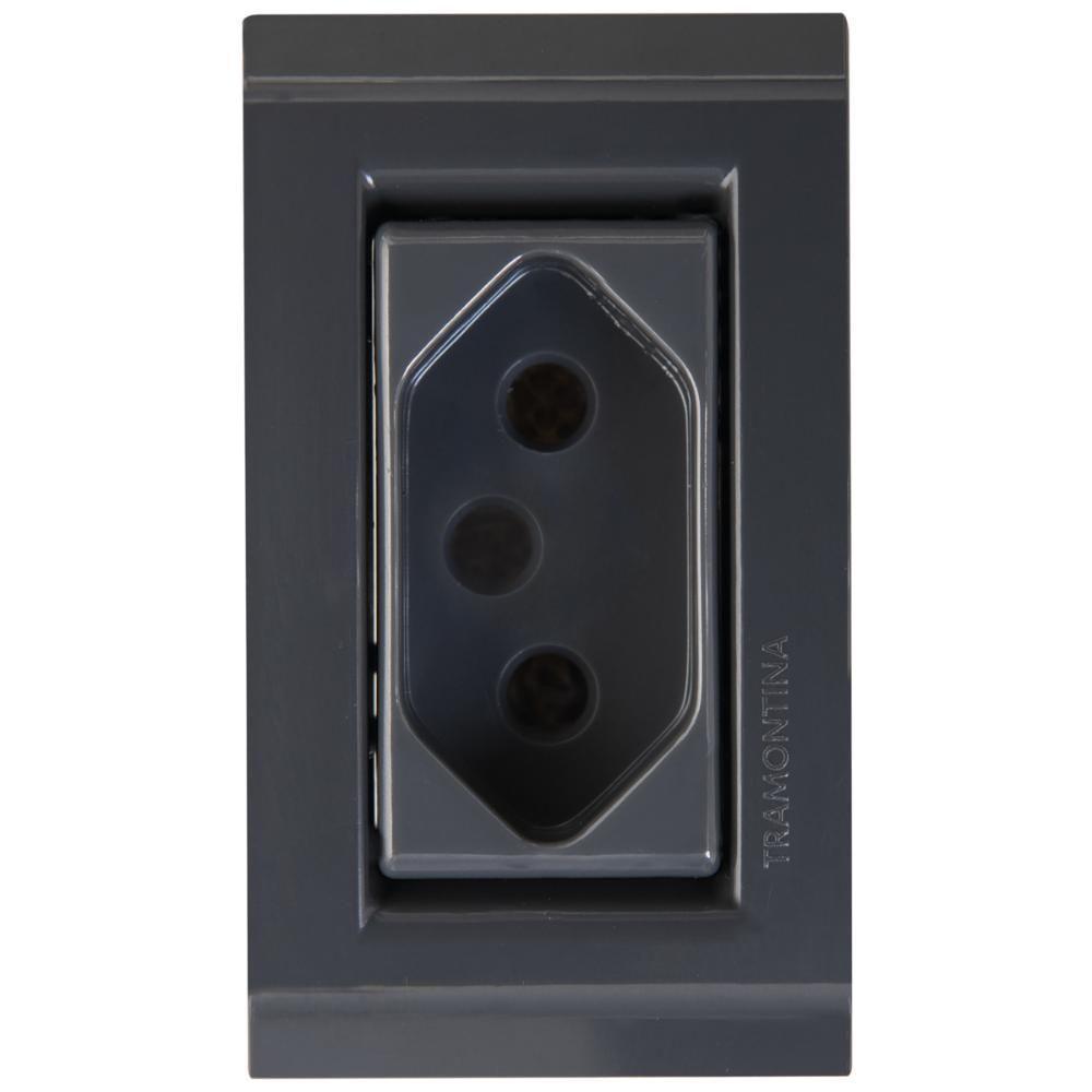 Conj Para Móvel 1 Tomada 2P T 10 A Tramontina Liz Grafite - 2