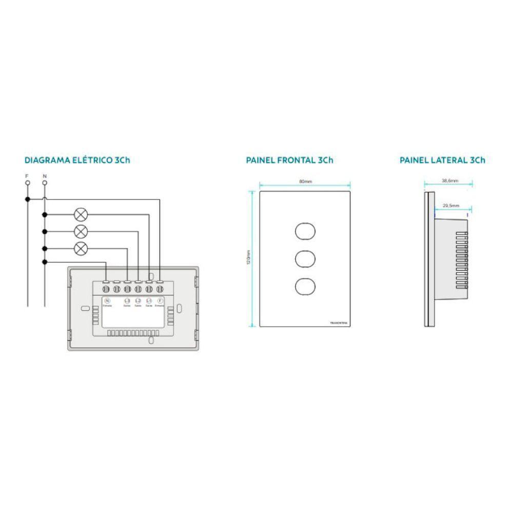 Interruptor Touch Wi-fi Smart Tramontina Preto Com 3 Canais - 2