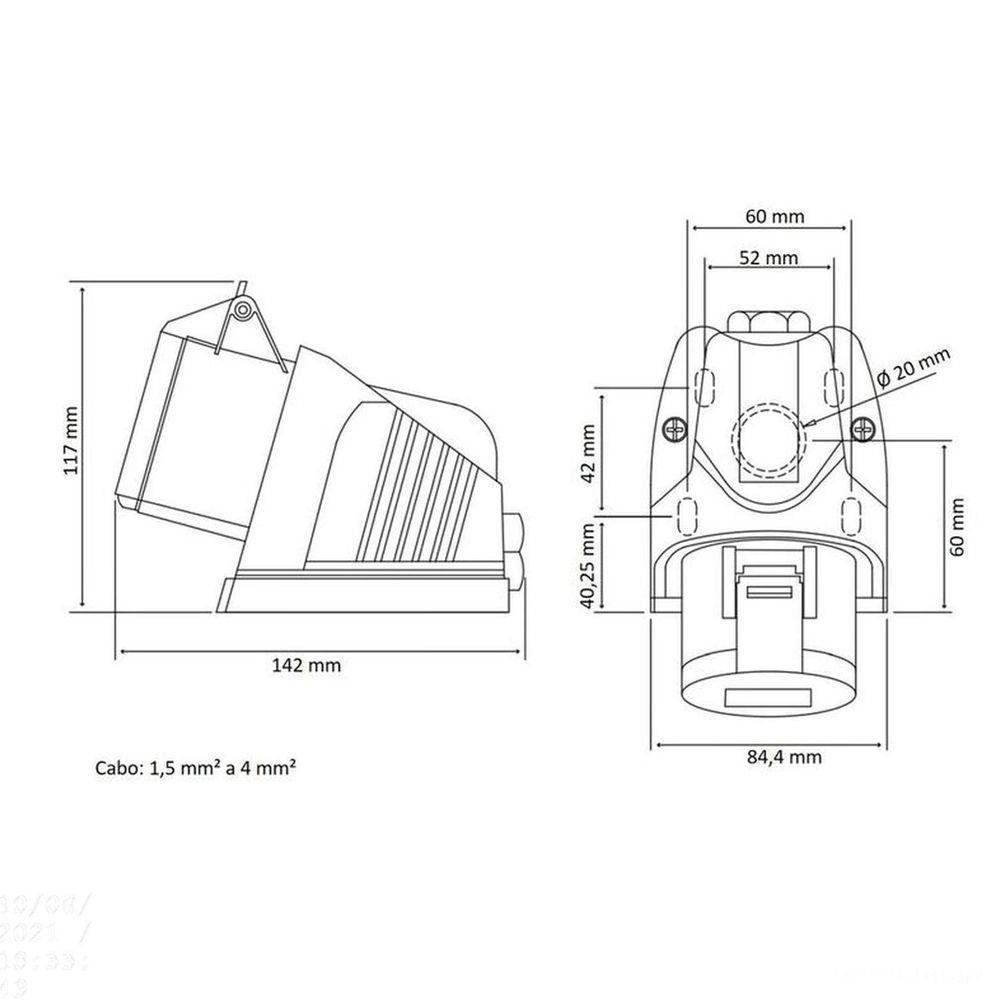 Tomada De Sobrepor Industrial 2p+t 16 A 380-415 Vca 9 H Tramontina Tramontina - 2