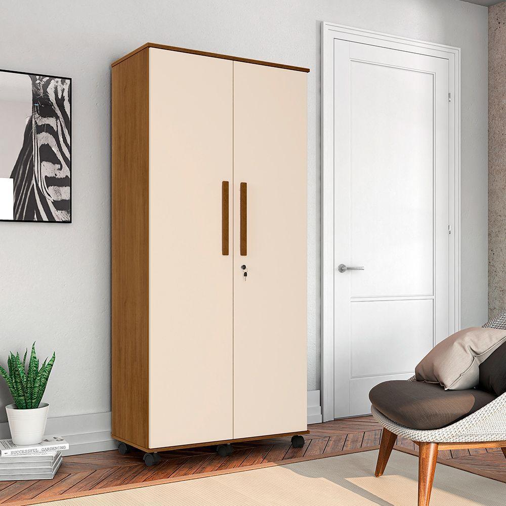 Armário Organizador Multiuso 2 Portas Gold - Amêndoa/ Off White - Cor: Bege - 1