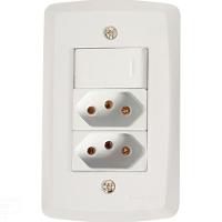 Conjunto 4x2 Com 1 Interruptor Simples 10 A 250 V E 2 Tomadas 2p+t 10 A 250 V Lux2 Branco - 1