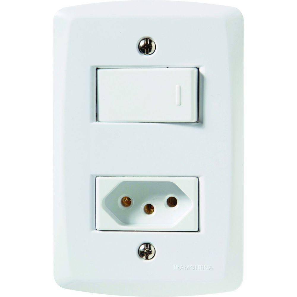 Conjunto 4x2 Com 1 Interruptor Paralelo 10 A 250 V E 1 Tomada 2p+t 20 A 250 V Lux2 Branco - 1