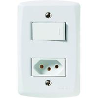 Conjunto 4x2 Com 1 Interruptor Paralelo 10 A 250 V E 1 Tomada 2p+t 20 A 250 V Lux2 Branco - 1
