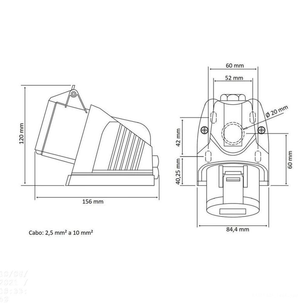 Tomada De Sobrepor Industrial 3p+t 32 A 220-250 Vca 9 H Tramontina Tramontina - 2