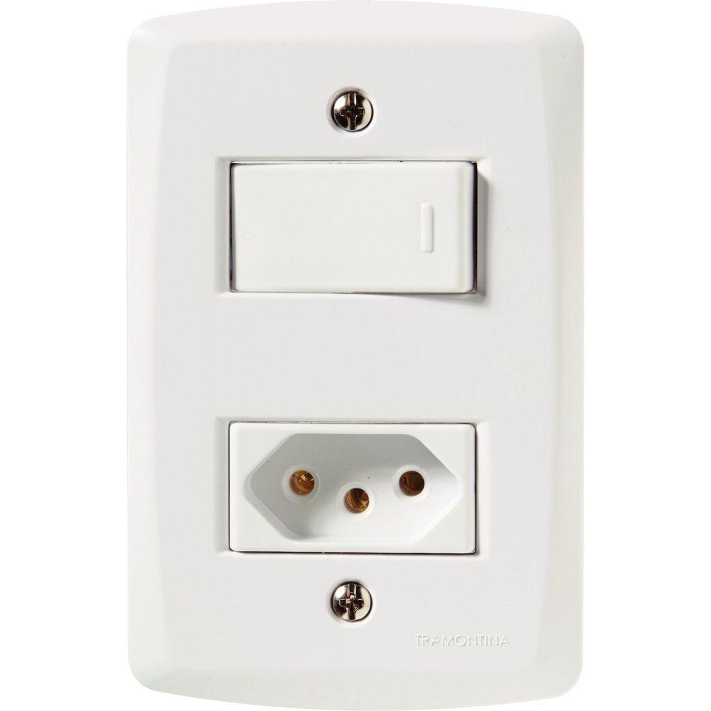 Conjunto 4x2 Com 1 Interruptor Paralelo 10 A 250 V E 1 Tomada 2p+t 10 A 250 V Lux2 Branco - 1