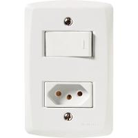 Conjunto 4x2 Com 1 Interruptor Paralelo 10 A 250 V E 1 Tomada 2p+t 10 A 250 V Lux2 Branco - 1