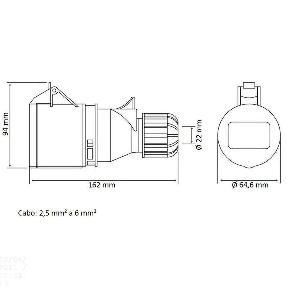 Tomada De Acoplamento Industrial 3p+t 32 A 220-250 Vca 9 H Tramontina Tramontina - 3