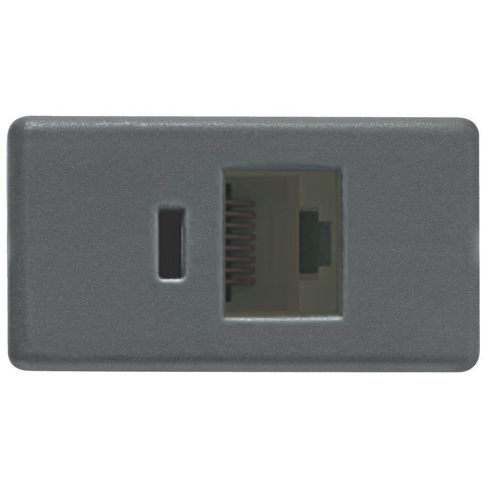 Módulo Para Tomada Para Transmissão De Dados Rj45 Cat. 6e Tramontina Izyflat Grafite Tramontina - 1