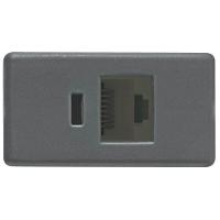 Módulo Para Tomada Para Transmissão De Dados Rj45 Cat. 6e Tramontina Izyflat Grafite Tramontina - 1