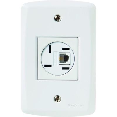 Conjunto 4x2 Com 1 Tomada Telefone 4p E Rj11 Tramontina Lux2 Branco Tramontina