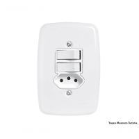 Interruptor Br 2 Simp+Tom 2P+T C/Pl 10A 250V 3219 C/12Pcs - 1