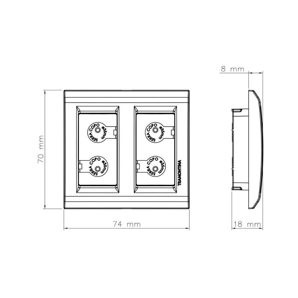 Placa Para Movel 2 Postos Tramontina Liz Grafite - 2