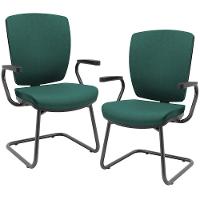 Kit 2 Cadeiras De Escritório Fixa Executiva Office Preto Slim Alta Flexi P03 Poliéster Verde - Lyam - 1