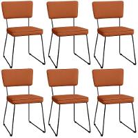 Kit 06 Cadeiras Decorativas Estofada Base De Aço Allana L02 Tecido Terracota - Lyam Decor - 1