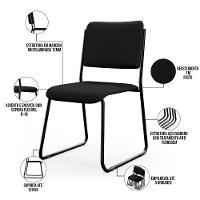 Kit 04 Cadeiras Hoteleira Auditório Empilhável Inter L02 Facto Preto - Lyam Decor - 3