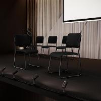 Kit 04 Cadeiras Hoteleira Auditório Empilhável Inter L02 Facto Preto - Lyam Decor - 5